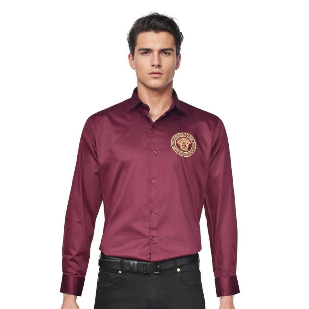 Versace Medusa Embroidered Wine Premium Shirt