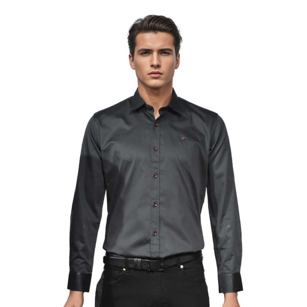 Gucci Embroidered logo Dark Grey Premium Luxury Shirt