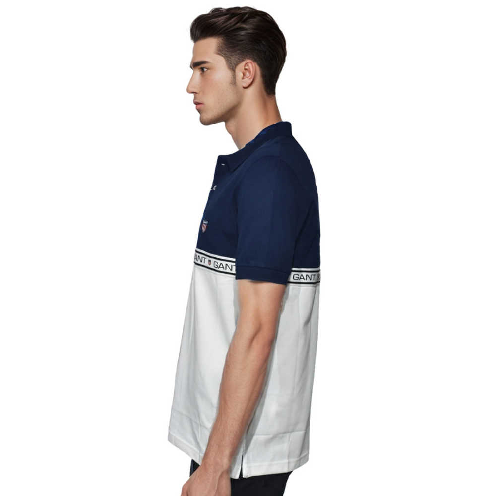 GANT Embroidery logo Navy Blue Premium Polo T-shirt-thumb-2