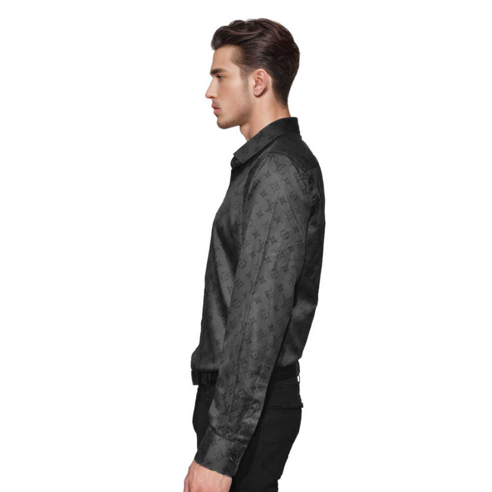 Louis Vuitton Monogram Black Premium Quality Shirt-2