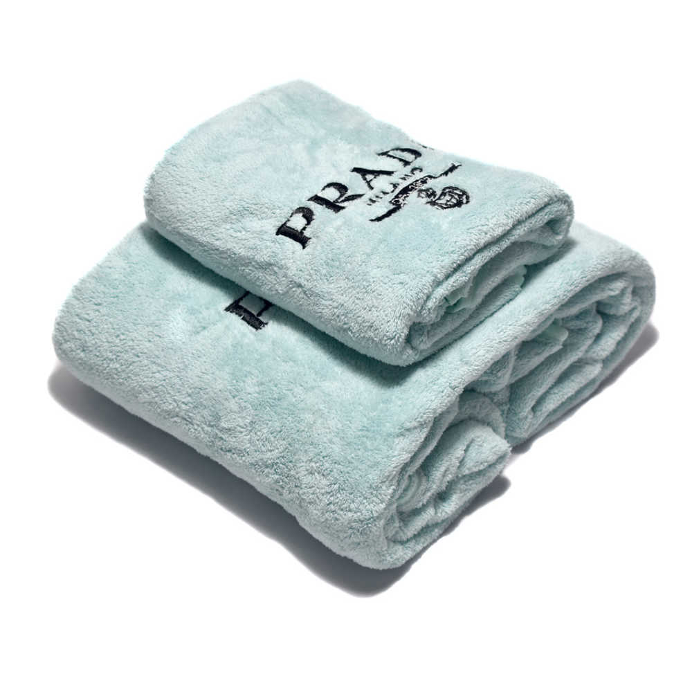 Prada Embroidered logo Baby Blue Towels - Set of 2