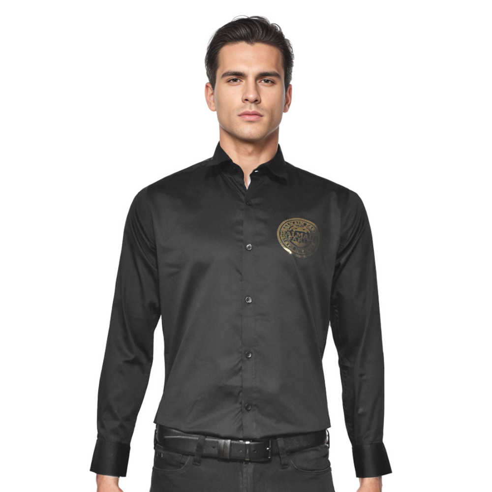 Balmain Patch Black Premium Cotton Shirt