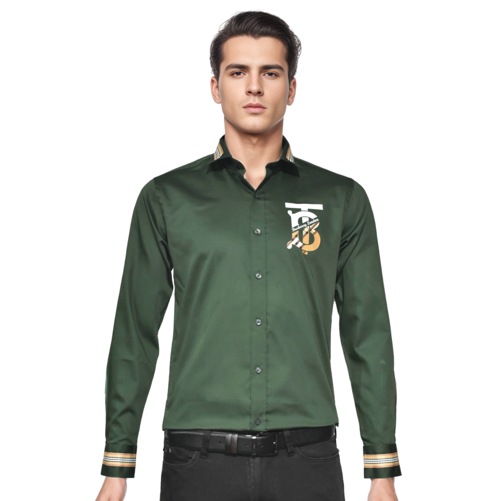 Burberry TB Print Green Premium Cotton Shirt