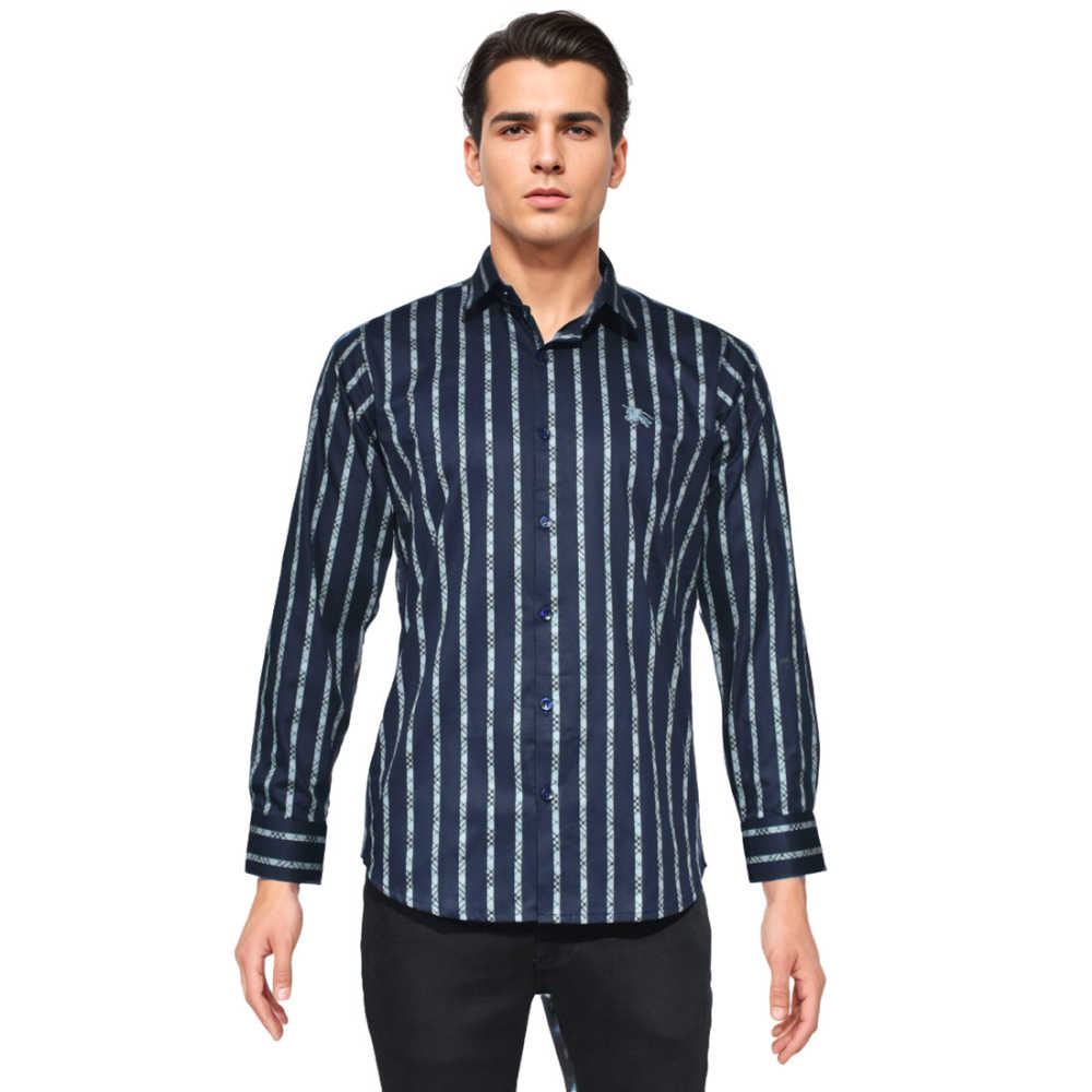 Burberry Embroidered logo Navy Blue Luxury Shirt-6