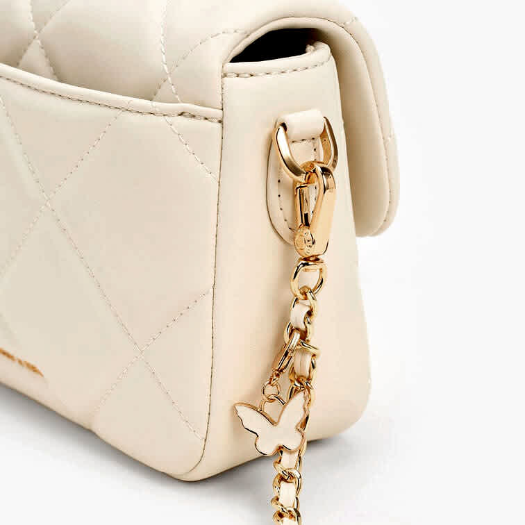Charles & Keith Quilted Boxy Top Cream Handle Bag-3