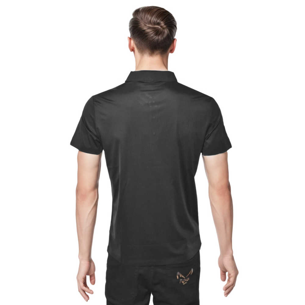 Ferragamo Black Embossed Logo Premium Polo T-shirt-1