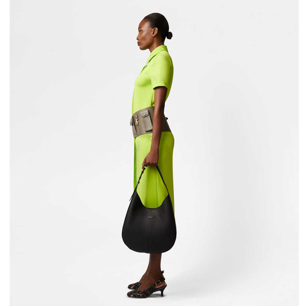 Tod's Di Leather Small Black Hobo Bag-5