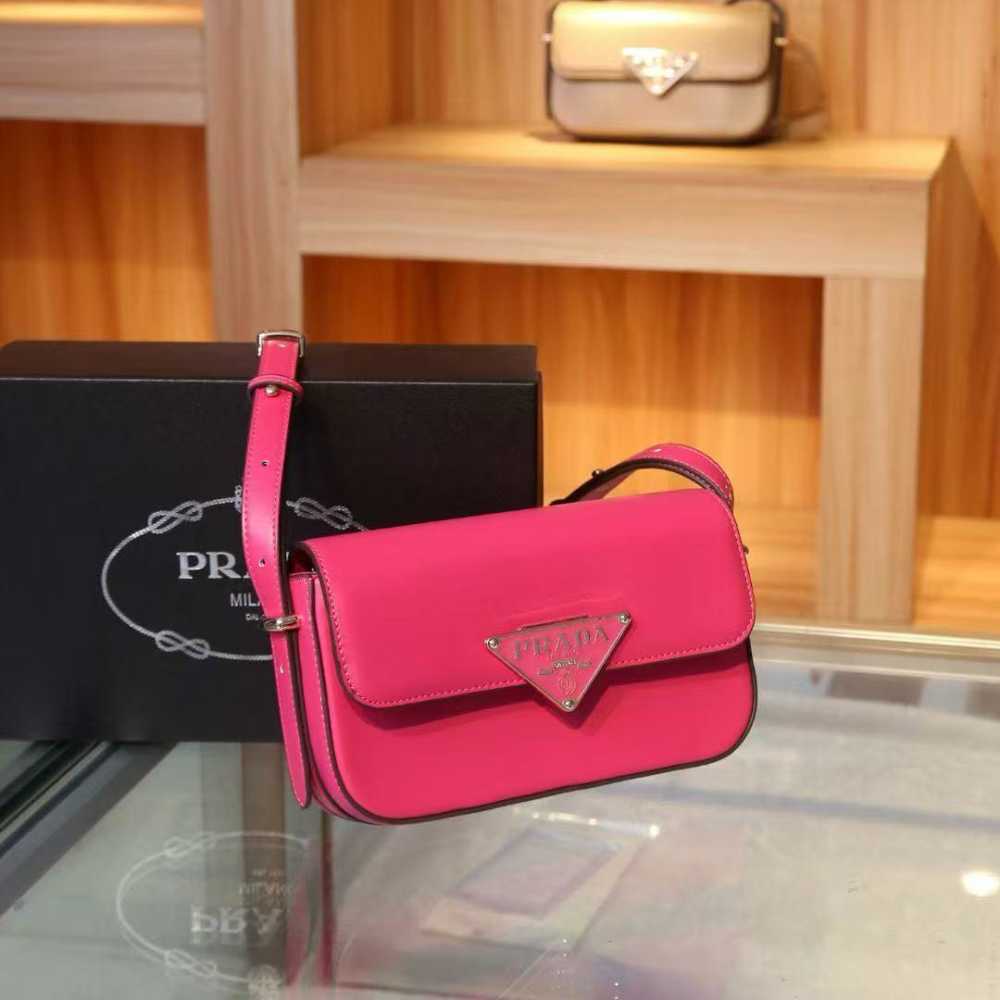 Prada Triangle Logo Pink Shoulder Bag-thumb-0