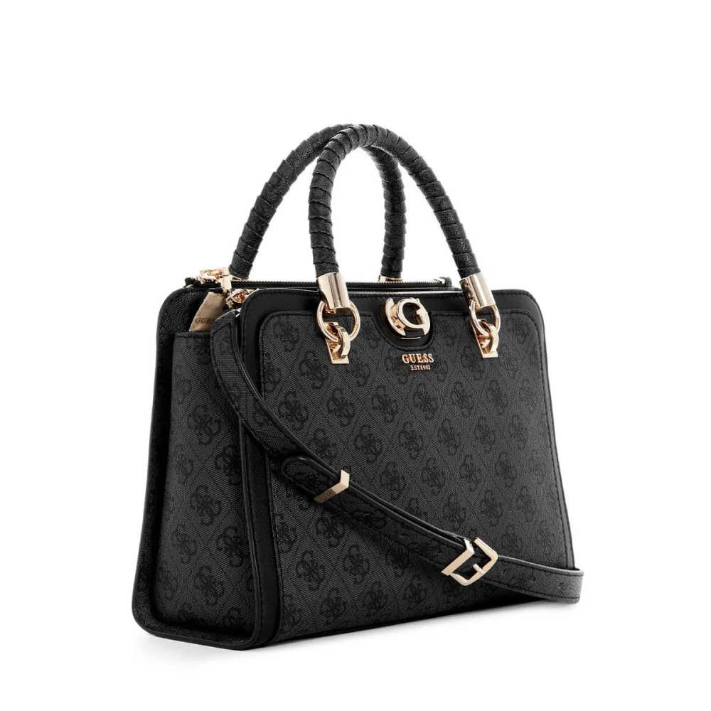 Guess Orlina Logo Society Satchel Black Shoulder Bag-2