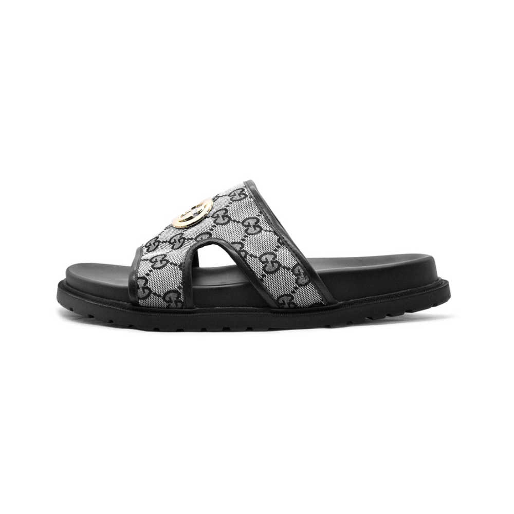 Gucci GG Canvas Grey Mens Flip-flops-1