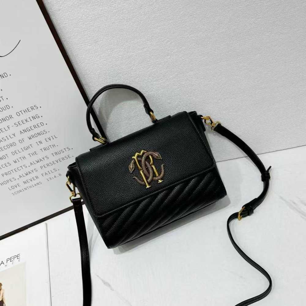 Roberto Cavalli Monogram Mirror Snake Black Shoulder Bag-0