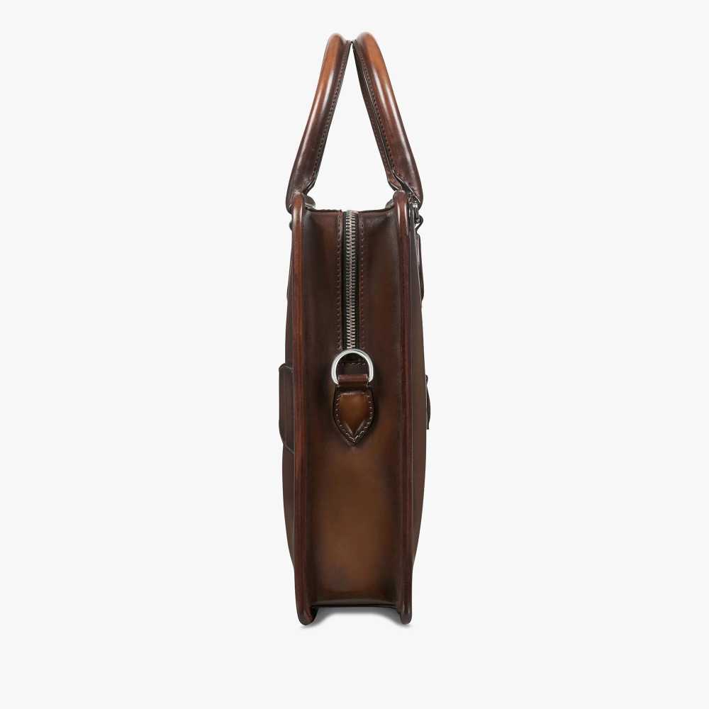 Un Jour Scritto Berluti Brown Leather Briefcase-2