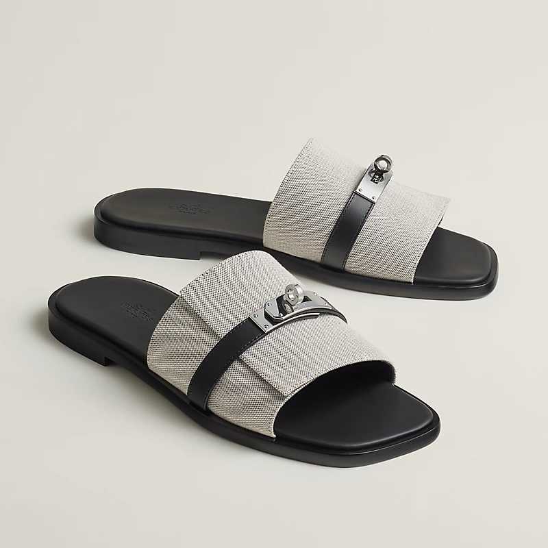 Hermes Light Grey Premium Gabriel Flip-flop-1