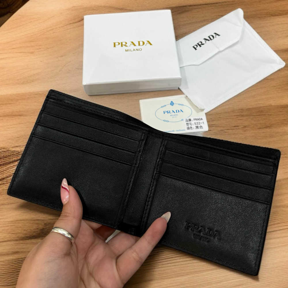 Prada Black Leather Compact Wallet-2