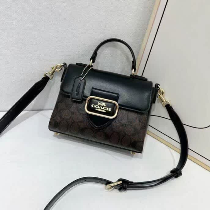 Coach Signature Black Leather Shoulder Bag