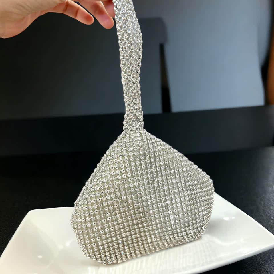 Swvaroski Silver Party Wear Pouch-thumb-0