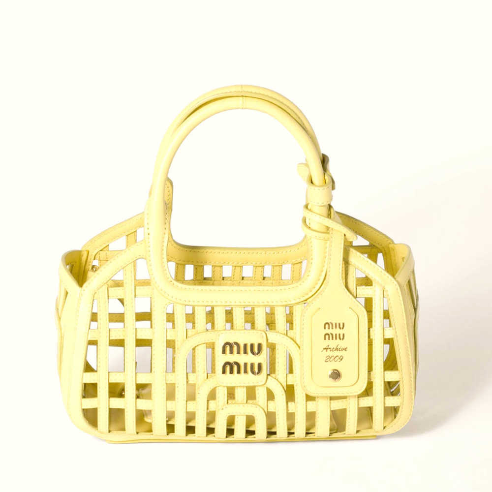 バッグ miumiu hand bag yellow archive Miu Miu Archive Vintage Leaf Design Leather Hand Bag - Etsy