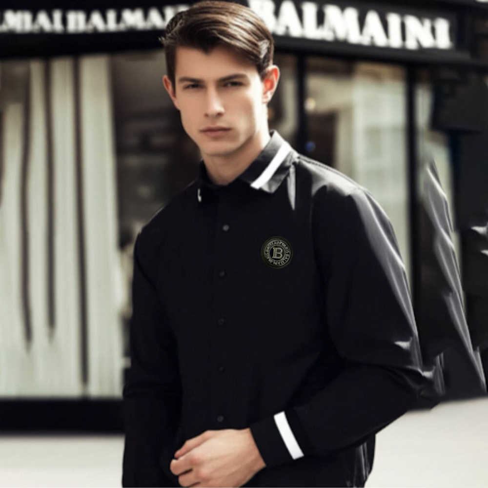 Balmain Embroidered Black Premium Cotton Shirt