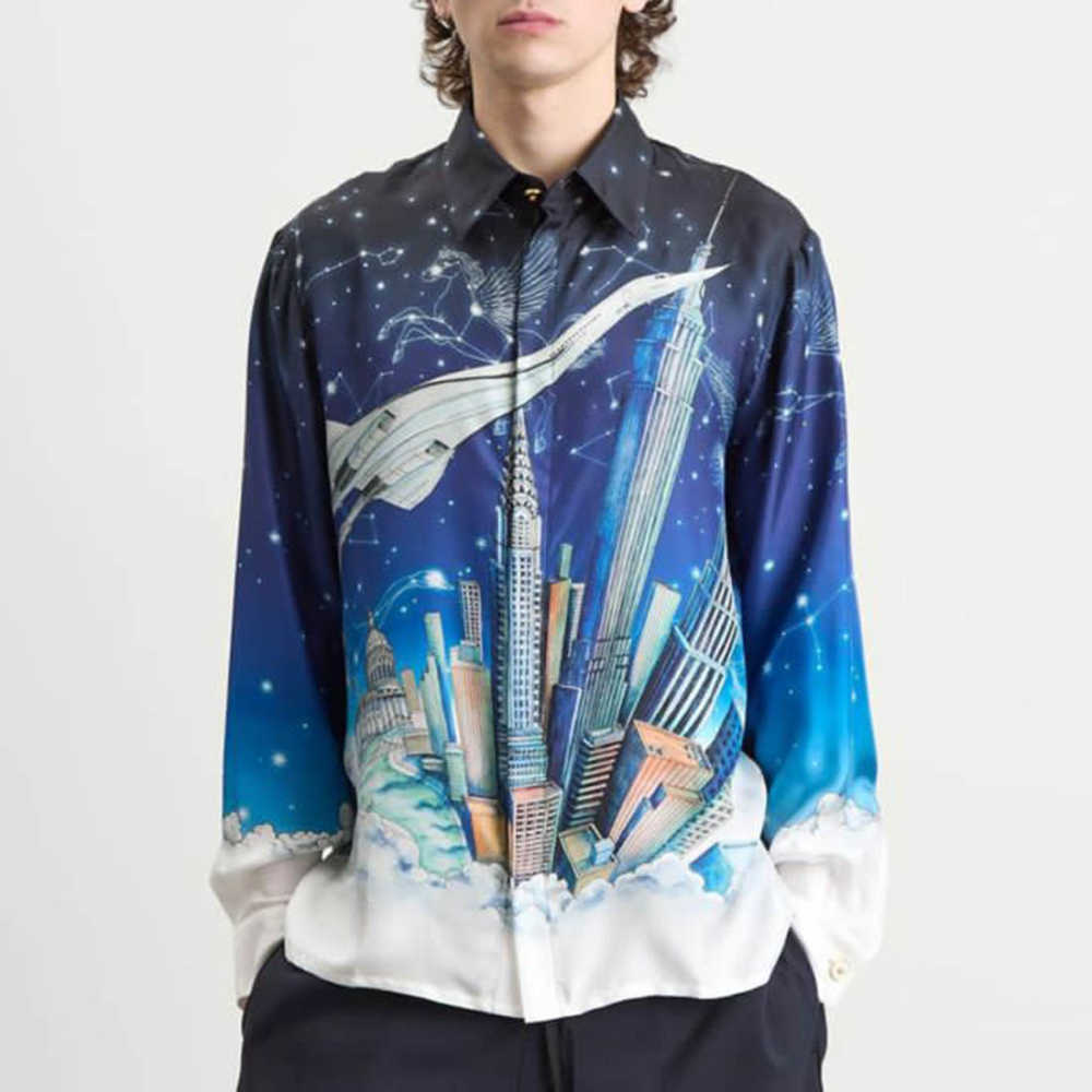 [CASABLANCA]Vol de Nuit プリントシルクシャツ Buy Casablanca Vol De Nuit Silk Shirt Online - Vogue Mine