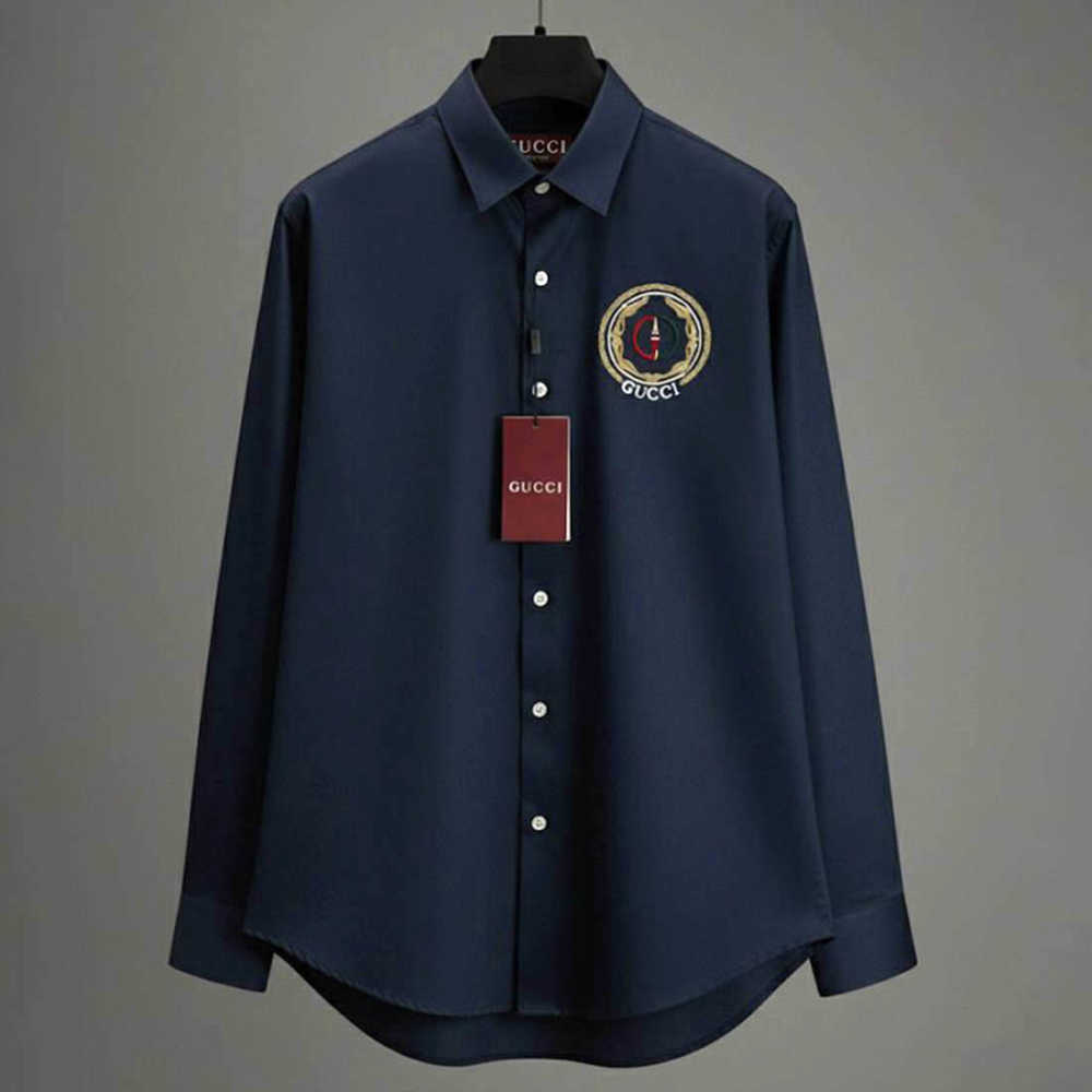 Gucci GG Embroidery Black Cotton Shirt-thumb-1