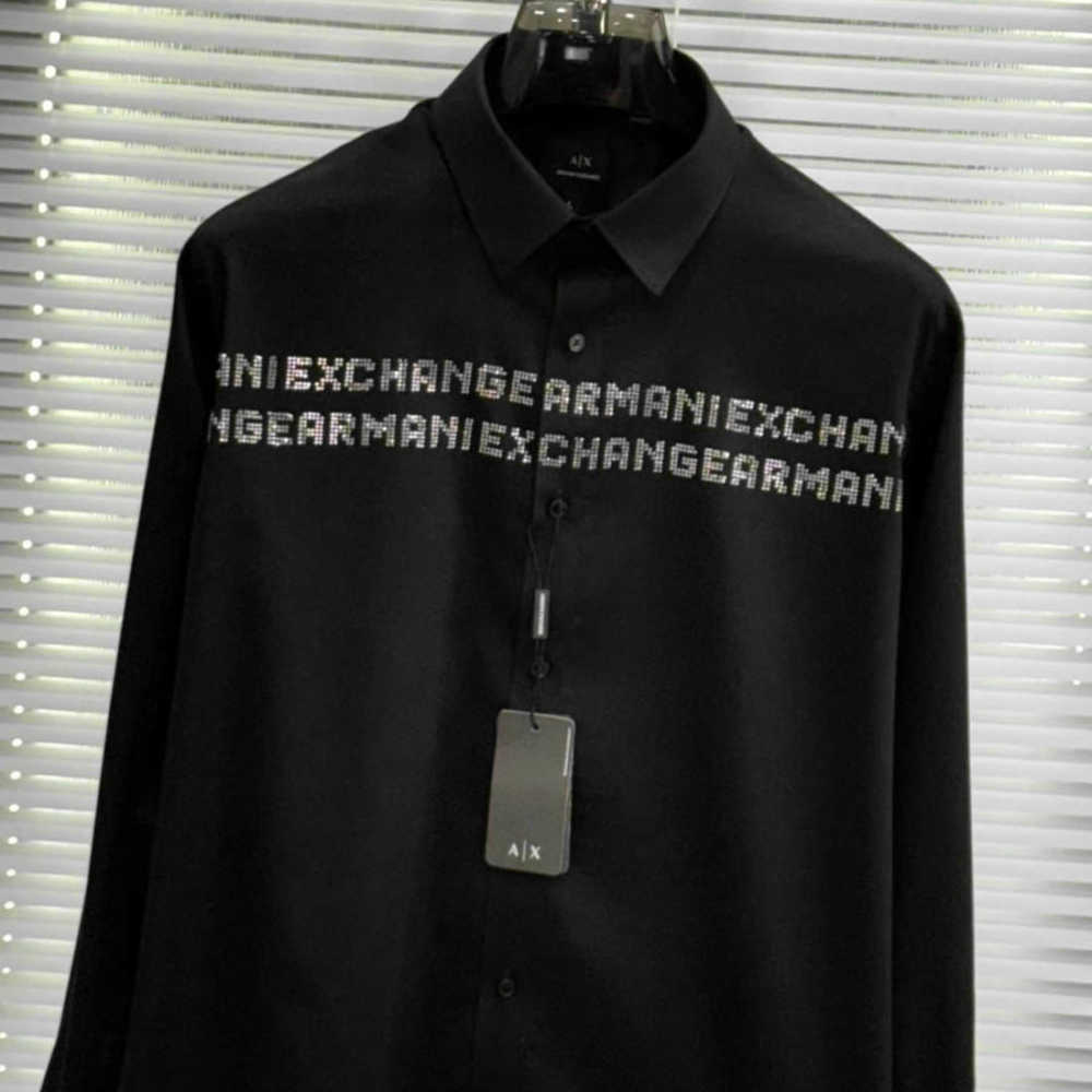 Armani Exchange Men's Regular Fit Black Cotton Shirt-1