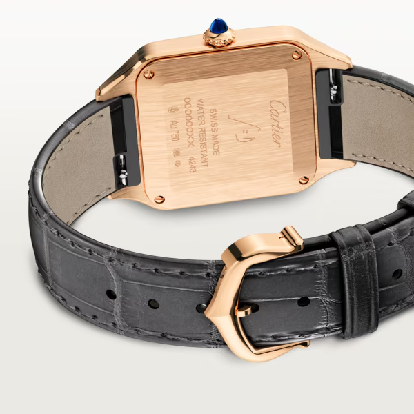 Cartier Santos Dumont quartz movement, rose gold, leather Band watch WGSA0022-2