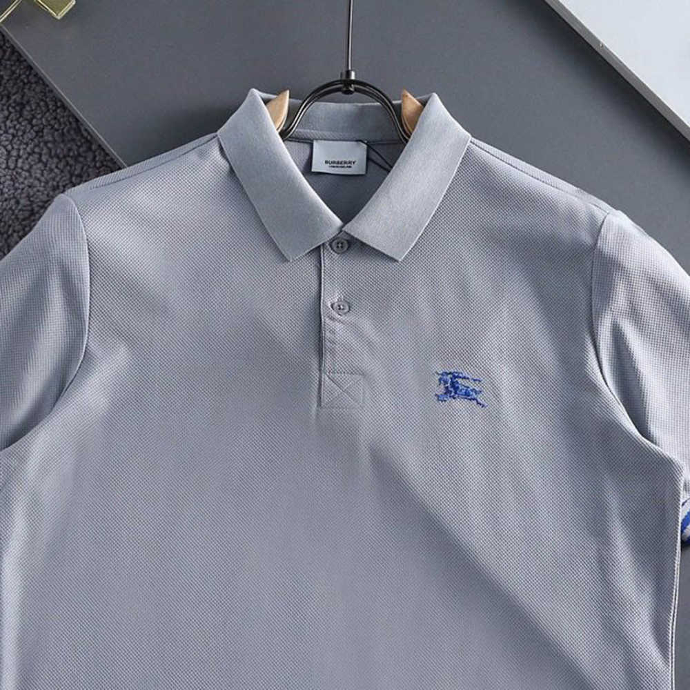 Burberry Embroidered logo Grey Premium Polo T-shirt-2