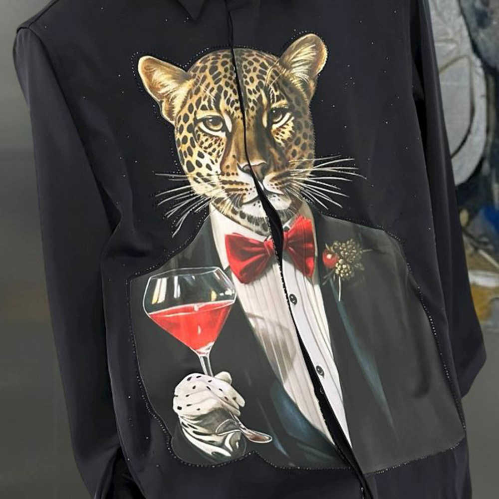 Balmain Professional Panther Print Black Premium Cotton Shirt-2