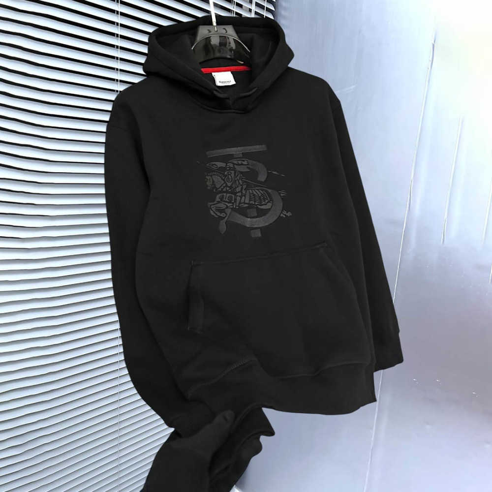 Burberry Black Embroidery Logo Hoodie-2