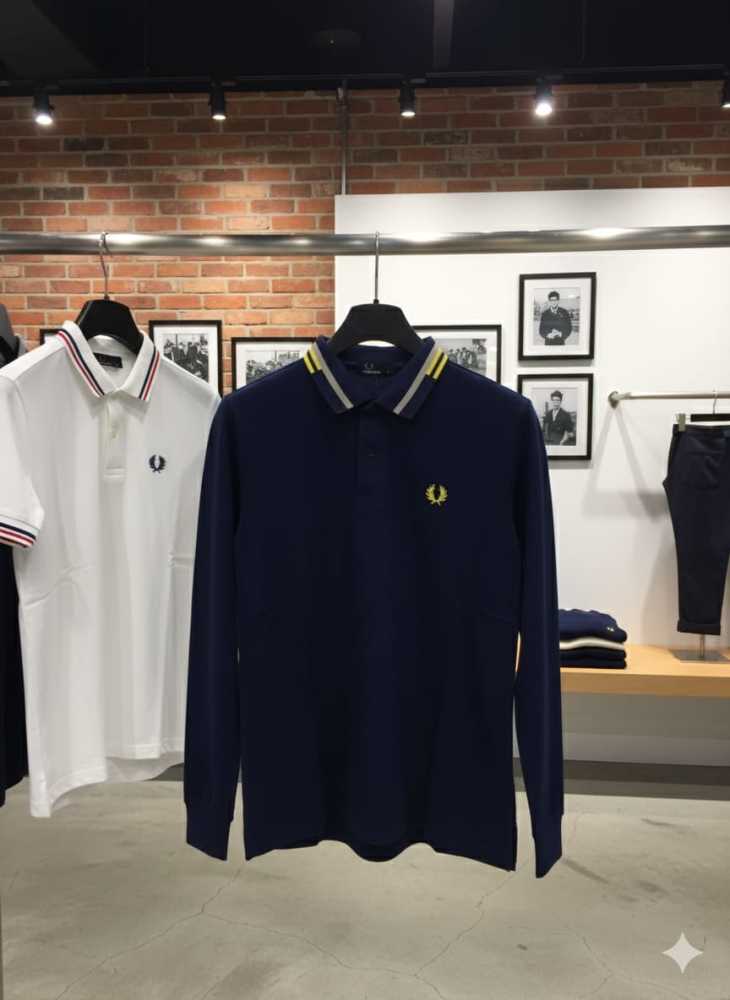 Fred Perry Embroidered logo Blue Premium T-shirt-2