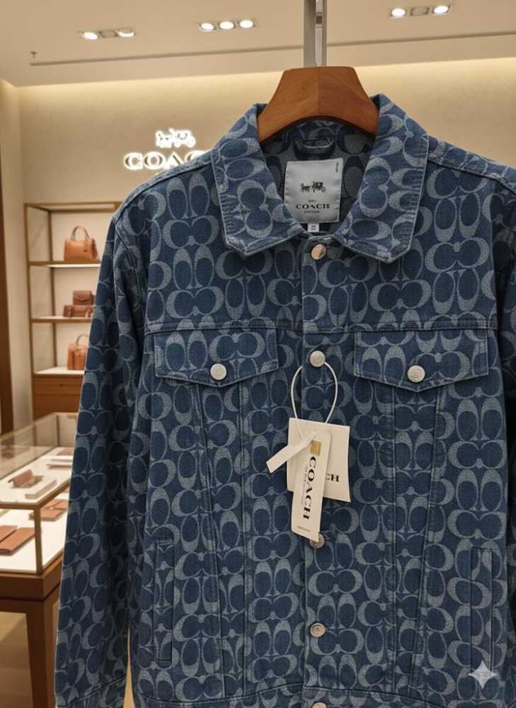 Coach Oblique Blue Premium Quality Denim Jacket-thumb-2
