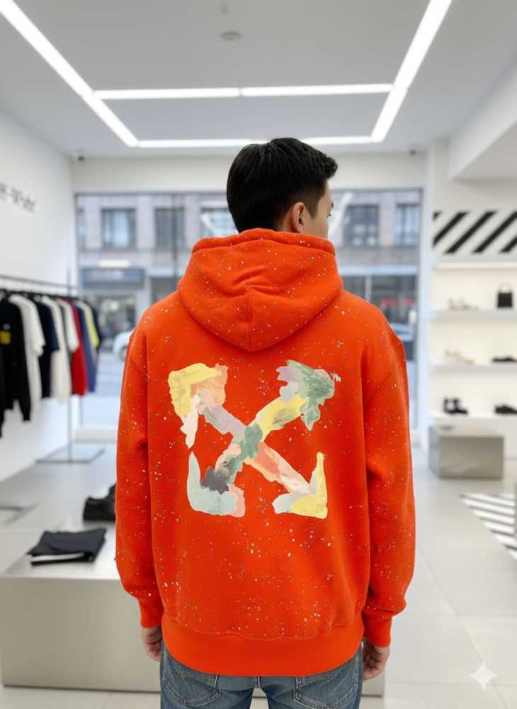 Off White Orange Premium Quality Hoodie-thumb-1