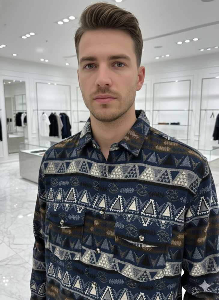 Amiri Print Blue Premium Quality Men's Shirts