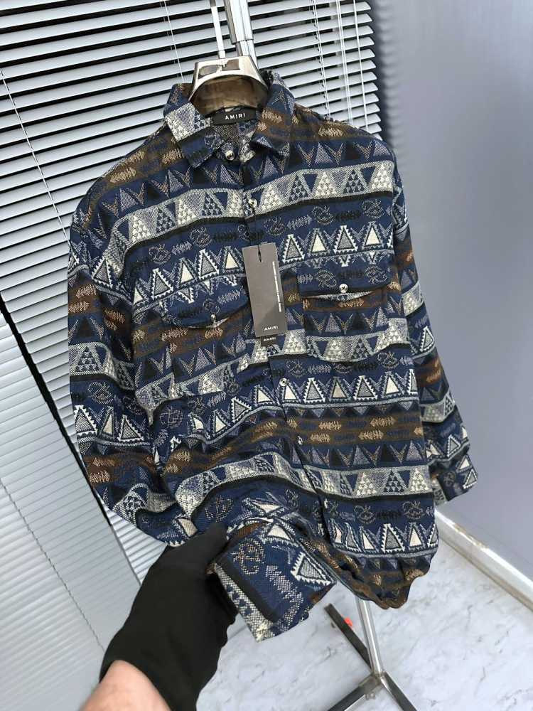 Amiri Print Blue Premium Quality Men's Shirts-thumb-3