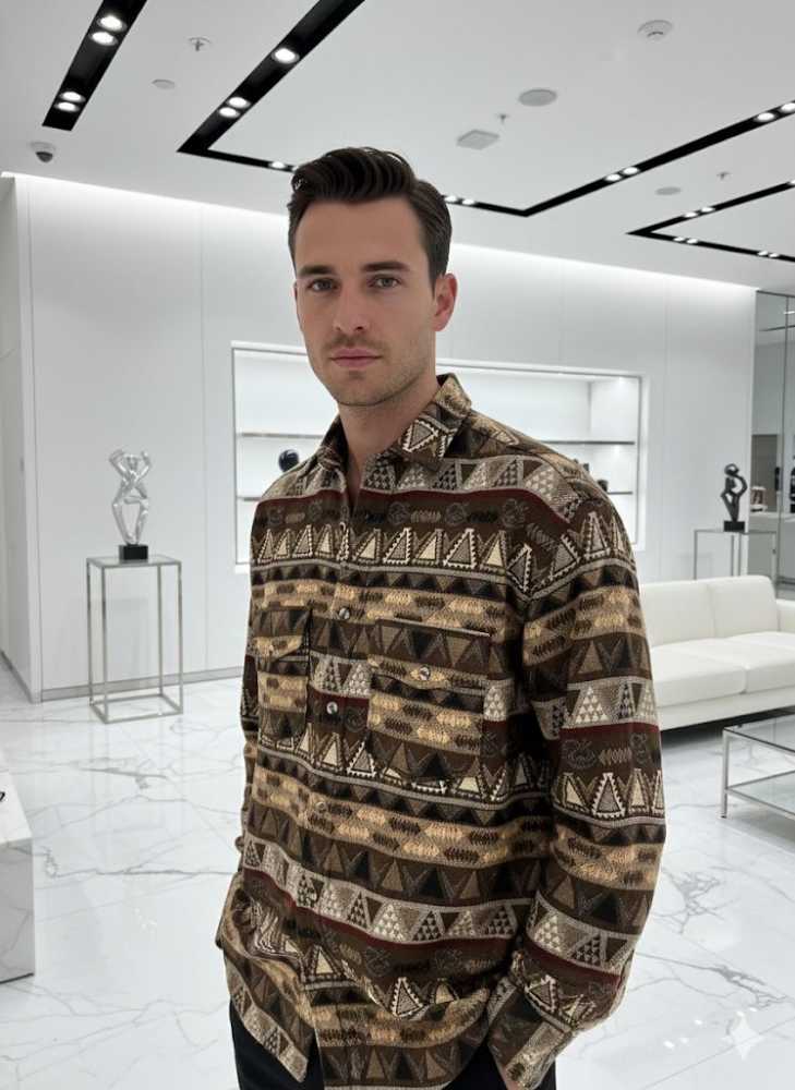 Amiri Print Brown Premium Quality Men's Shirts