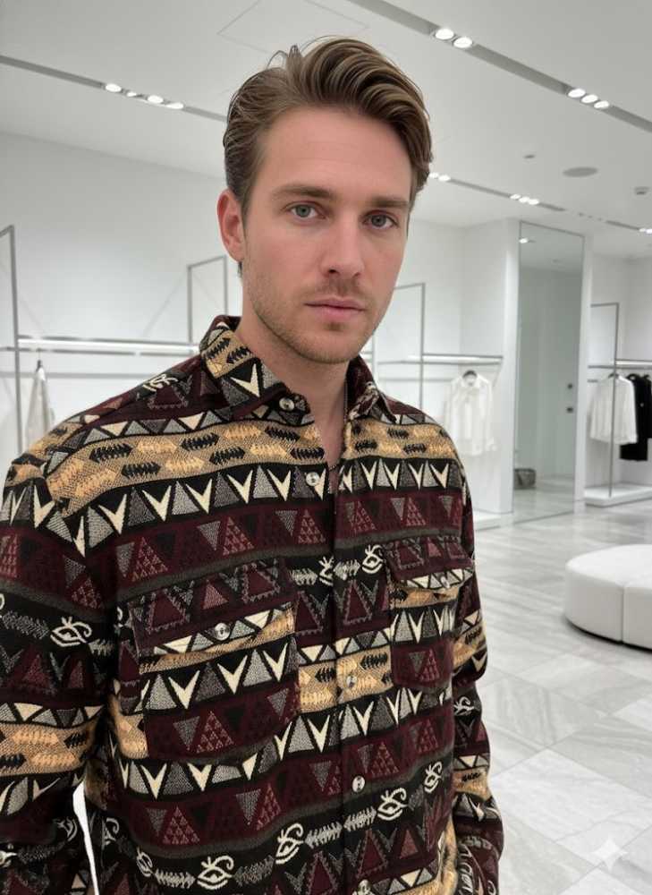 Amiri Print Dark Brown Premium Quality Men's Shirt