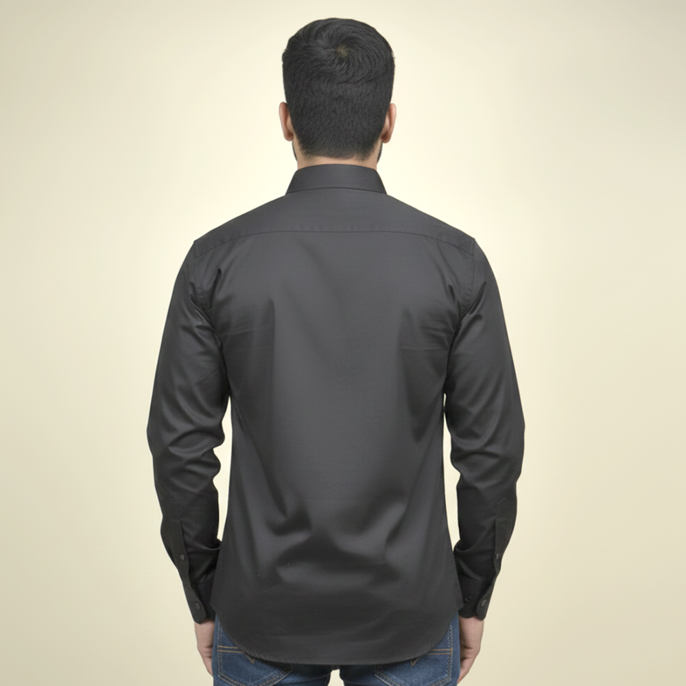 Versace Embroidered Black Premium Cotton Shirt-thumb-3