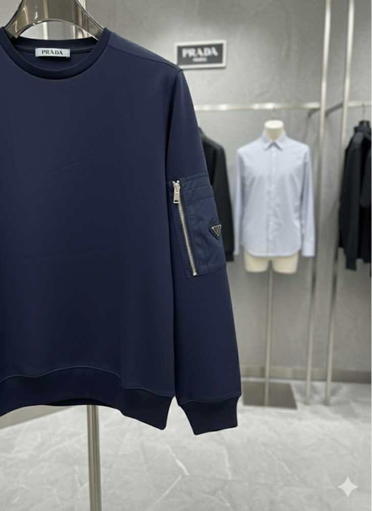 Prada Blue Cotton Fleece and Re-Nylon Sweatshirts-thumb-1