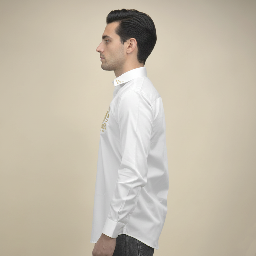 Balmain Embroidered White Premium Cotton Shirt-thumb-2