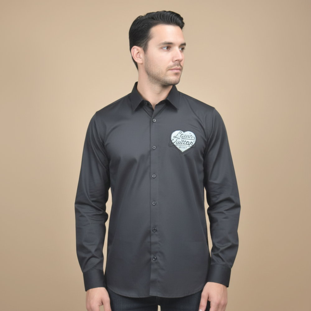 Louis Vuitton Heart Print Black Premium Shirt-thumb-1
