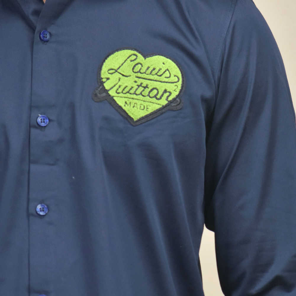 Louis Vuitton Heart Print Navy Blue Premium Shirt-4
