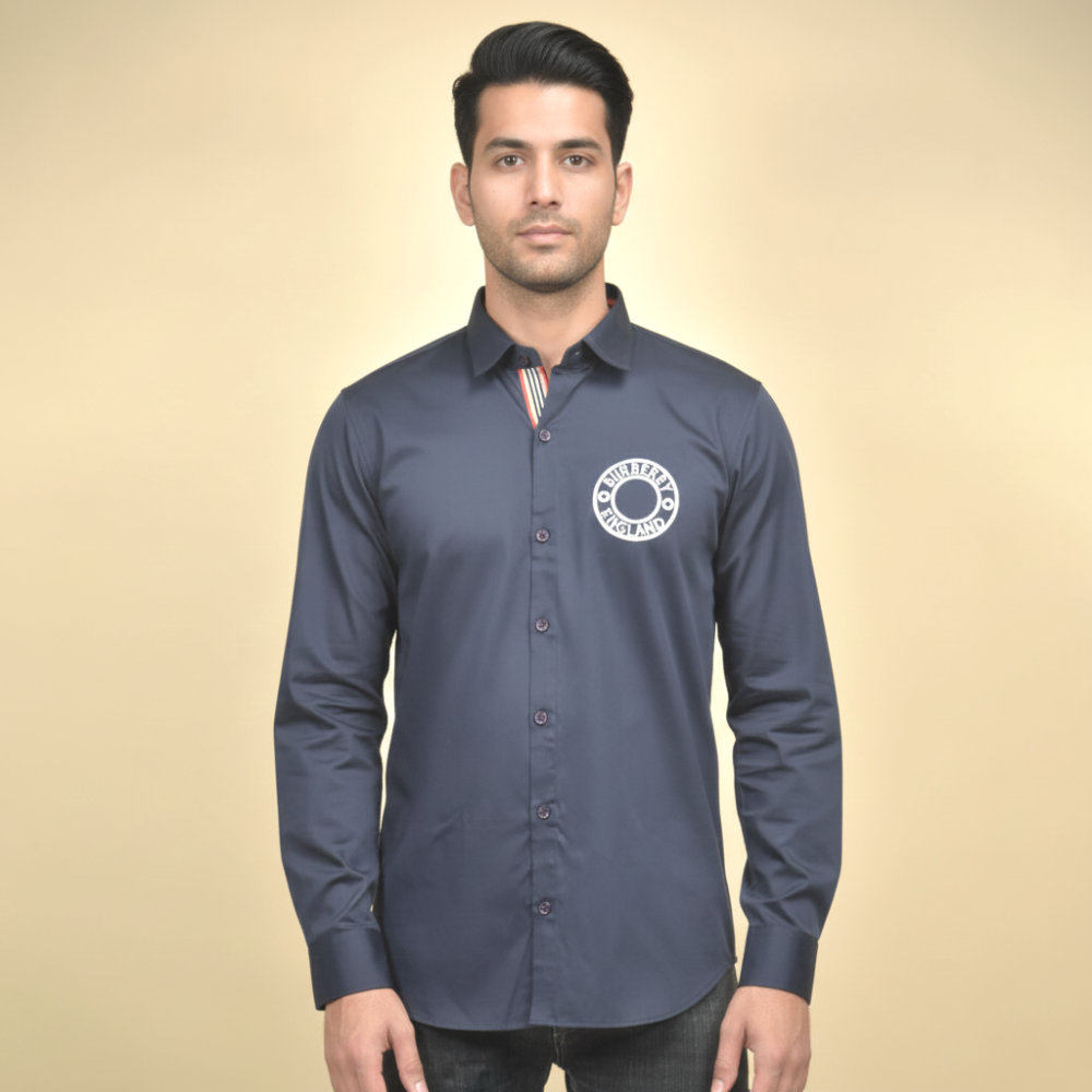 Burberry Navy Blue Premium Quality Shirt-1