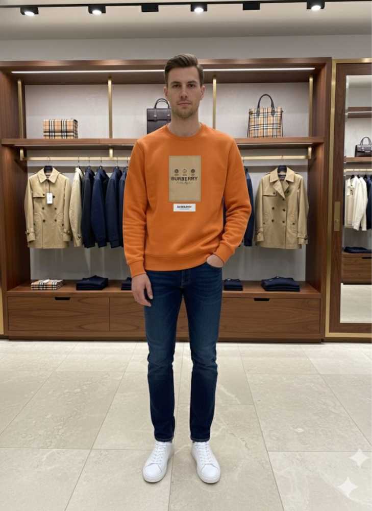 Burberry Orange Premium Quality Sweatshirt