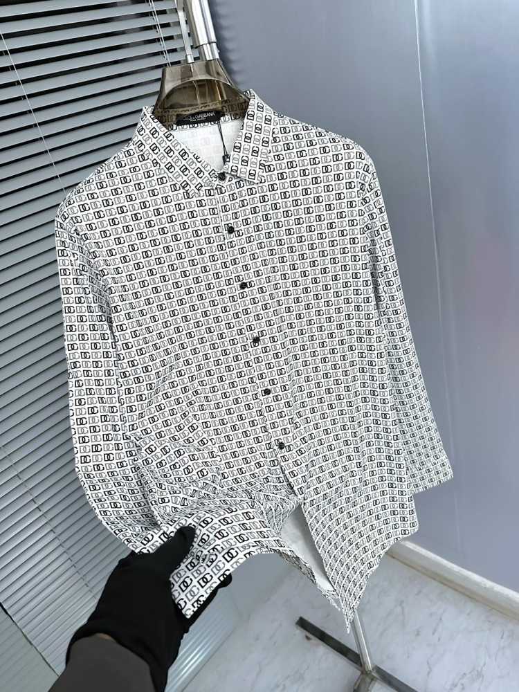 Dolce & Gabbana Geometric White Full Sleeves Shirt