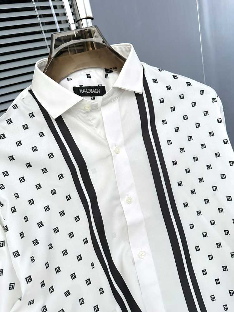 Balmain Embroidered White Premium Cotton Shirt-thumb-3