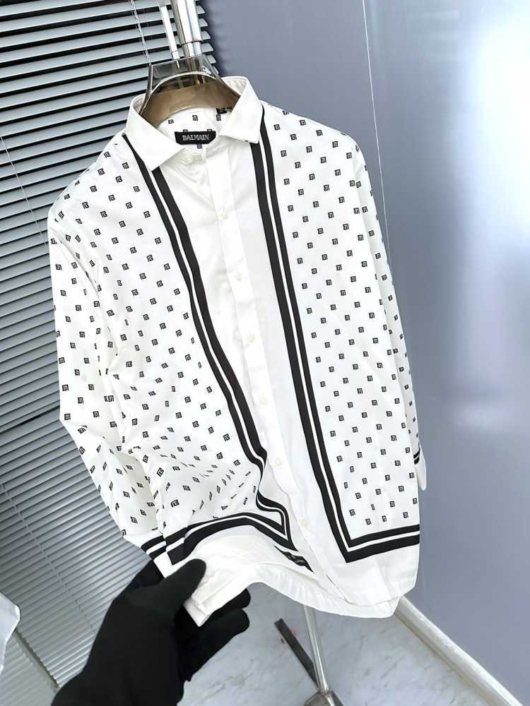 Balmain Embroidered White Premium Cotton Shirt-thumb-1