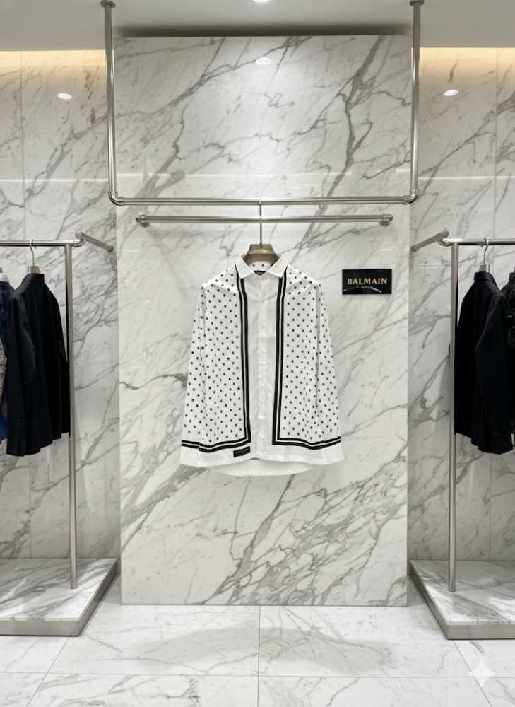 Balmain Embroidered White Premium Cotton Shirt-thumb-5