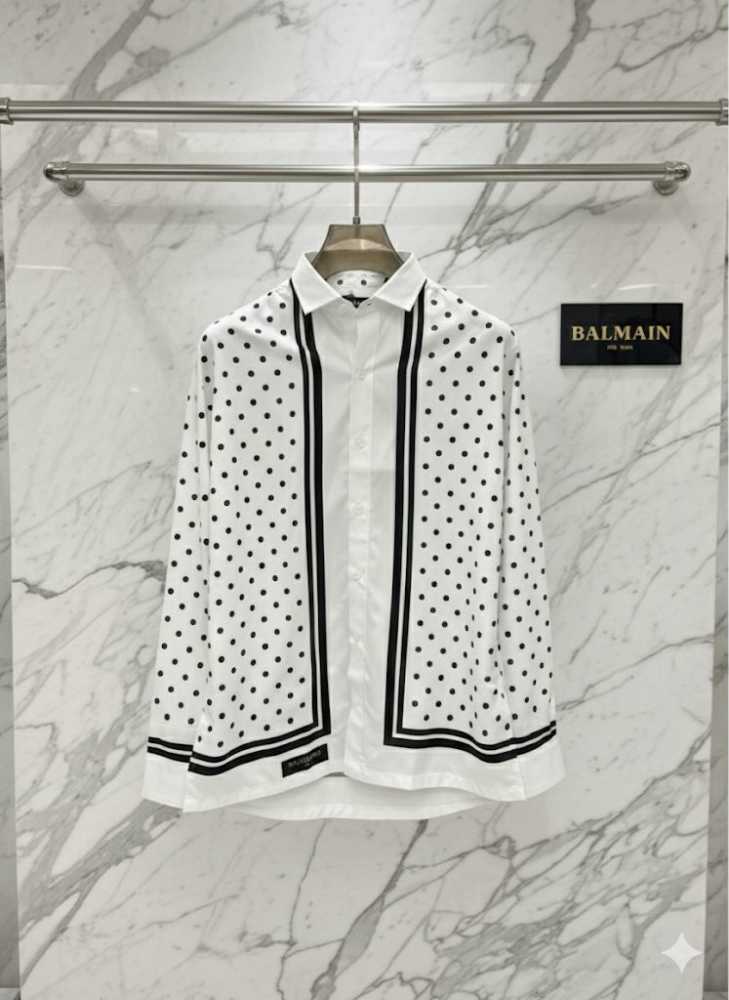 Balmain Embroidered White Premium Cotton Shirt-thumb-4