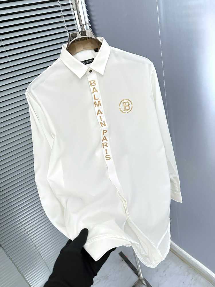 Balmain Embroidered White Premium Cotton Shirt-thumb-2