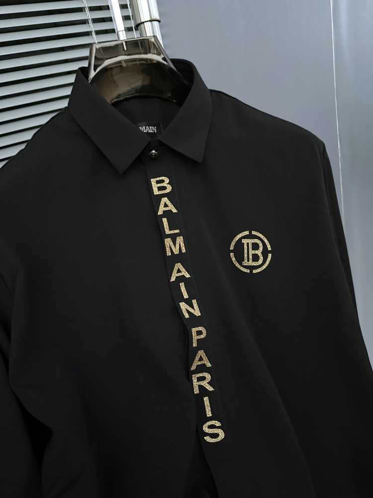 Balmain Embroidered Black Premium Cotton Shirt-thumb-2